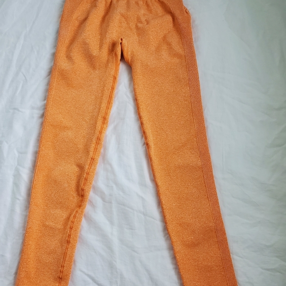 Womens orange active stretch workout leggings - Picture 4 of 5